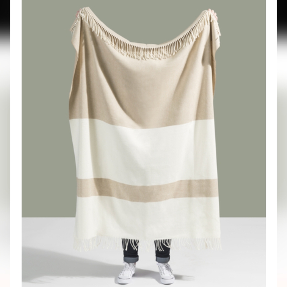 LANDS DOWNUNDER Dune Sydney Herringbone Stripe Throw blanket